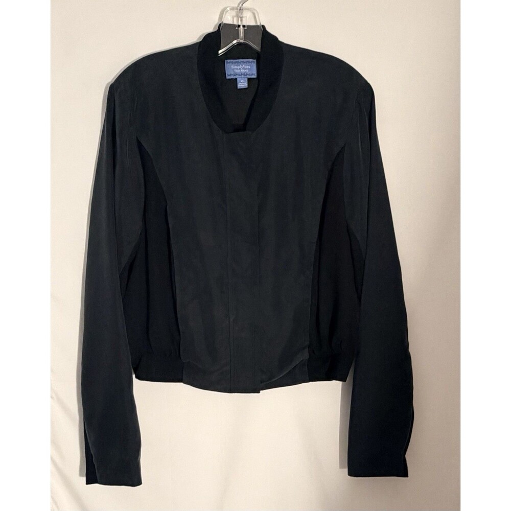 Simply Vera ..Vera Wang Mixed Media Bomber Jacket XL Sheer Chiffon Back
